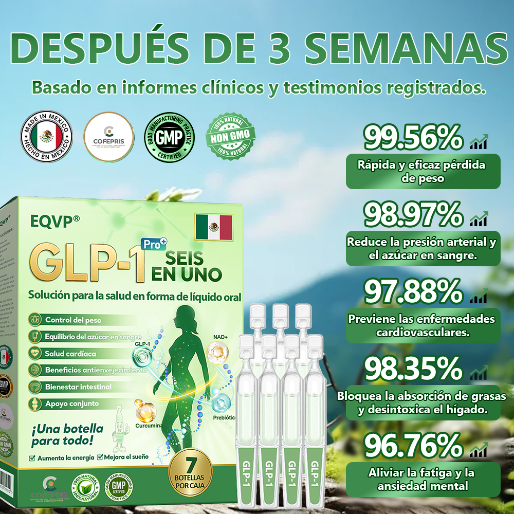 Tienda oficial |🏅 𝗘𝗤𝗩𝗣® GLP-1 Seis En Uno Solución para🏅 la salud en forma de líquido oral (Solo una vez al día, cambios visibles en 7 días.） ✅Para la obesidad, la salud cardiovascular, la diabetes, la apnea del sueño, Get Health, unir tejidos y más.